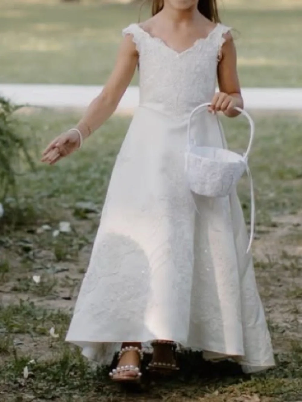 Mary's Bridal Ivory Lace A-Line Flower Girl Dress